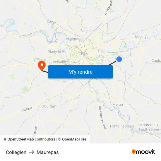 Collegien to Maurepas map