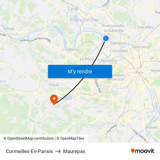 Cormeilles-En-Parisis to Maurepas map
