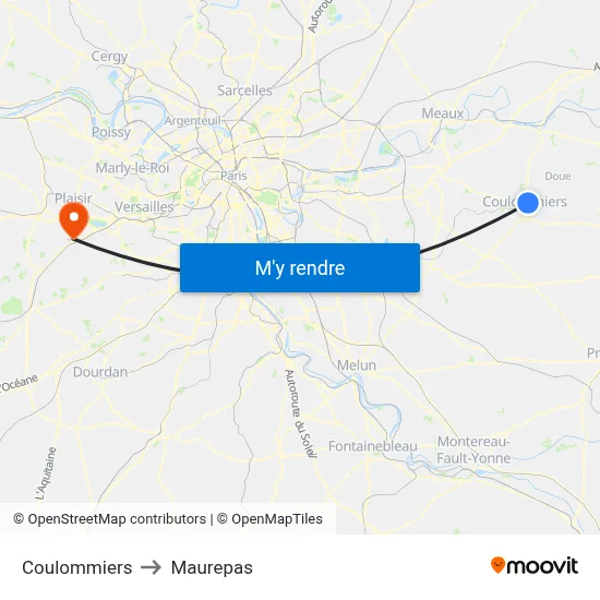 Coulommiers to Maurepas map