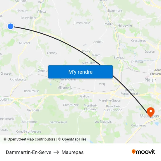 Dammartin-En-Serve to Maurepas map