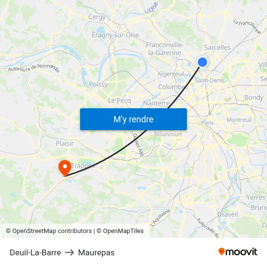 Deuil-La-Barre to Maurepas map