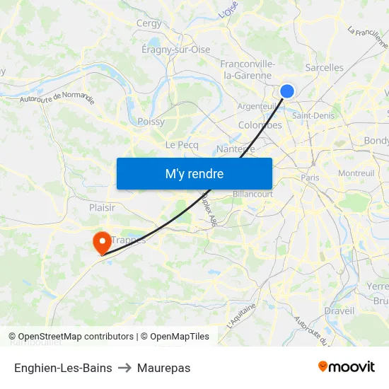 Enghien-Les-Bains to Maurepas map