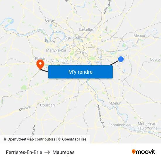 Ferrieres-En-Brie to Maurepas map