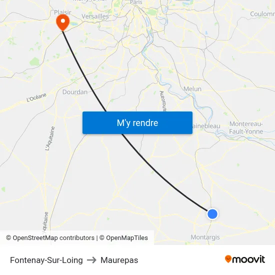 Fontenay-Sur-Loing to Maurepas map