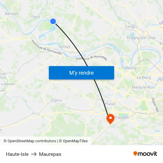 Haute-Isle to Maurepas map