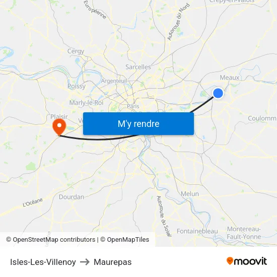 Isles-Les-Villenoy to Maurepas map