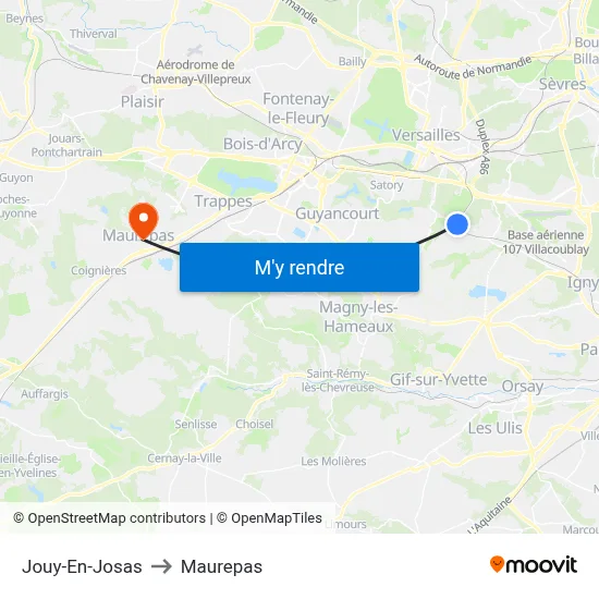 Jouy-En-Josas to Maurepas map
