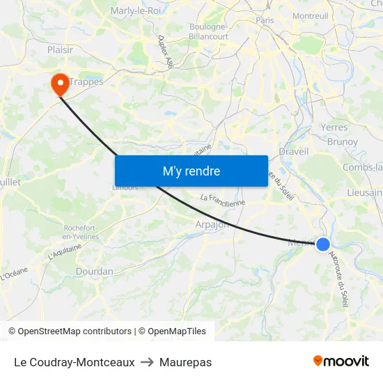 Le Coudray-Montceaux to Maurepas map