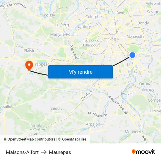 Maisons-Alfort to Maurepas map