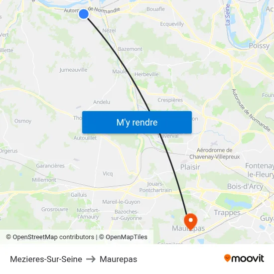 Mezieres-Sur-Seine to Maurepas map