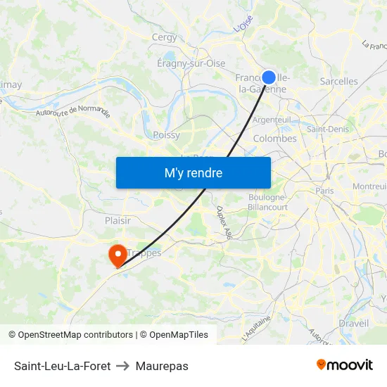 Saint-Leu-La-Foret to Maurepas map