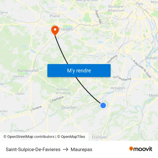 Saint-Sulpice-De-Favieres to Maurepas map