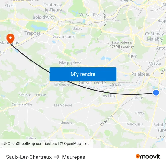 Saulx-Les-Chartreux to Maurepas map
