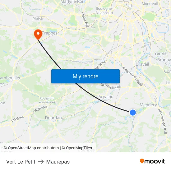 Vert-Le-Petit to Maurepas map