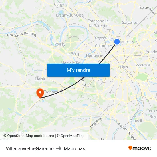Villeneuve-La-Garenne to Maurepas map