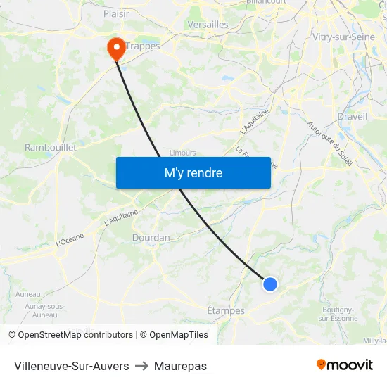 Villeneuve-Sur-Auvers to Maurepas map