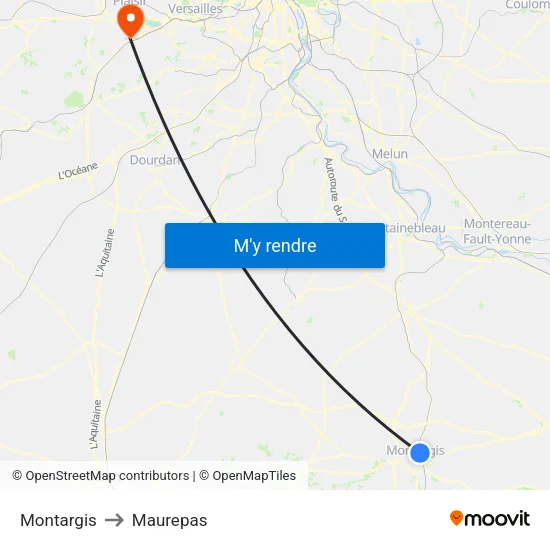 Montargis to Maurepas map