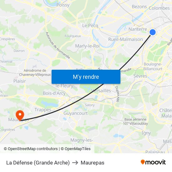 La Défense (Grande Arche) to Maurepas map