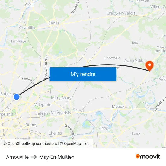 Arnouville to May-En-Multien map