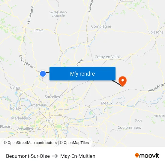 Beaumont-Sur-Oise to May-En-Multien map