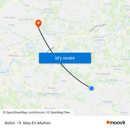 Bellot to May-En-Multien map