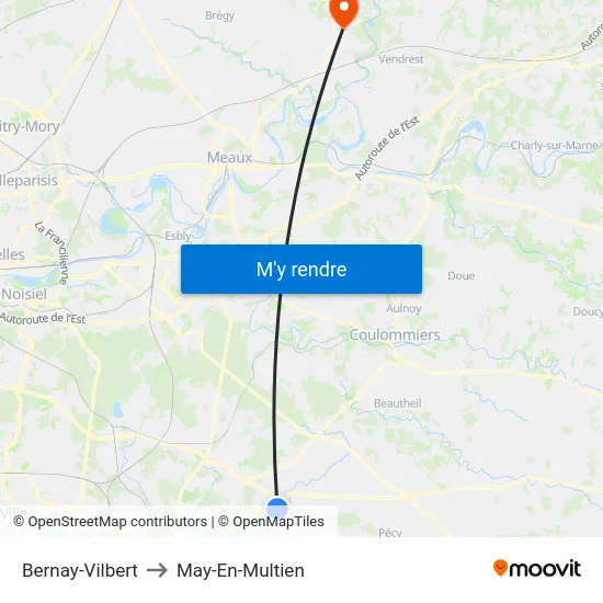 Bernay-Vilbert to May-En-Multien map