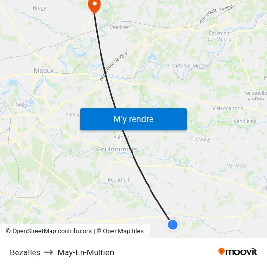 Bezalles to May-En-Multien map