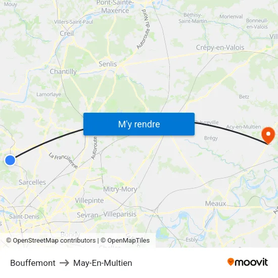 Bouffemont to May-En-Multien map