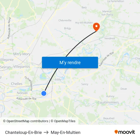 Chanteloup-En-Brie to May-En-Multien map