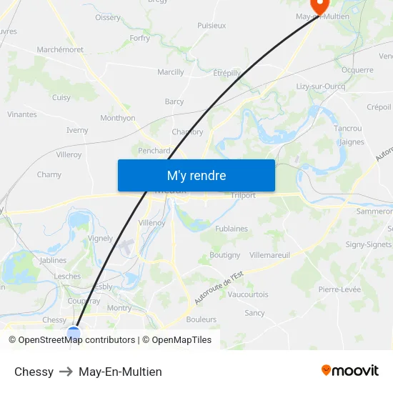 Chessy to May-En-Multien map