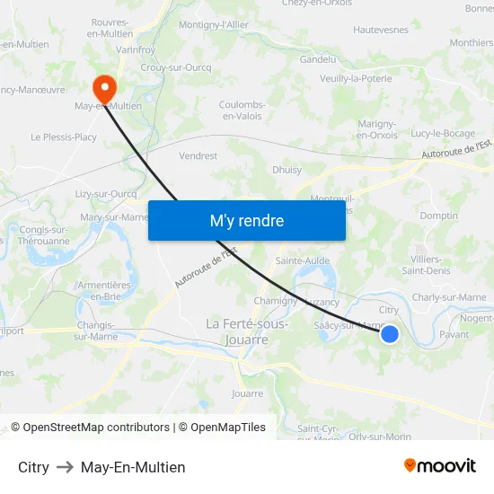 Citry to May-En-Multien map