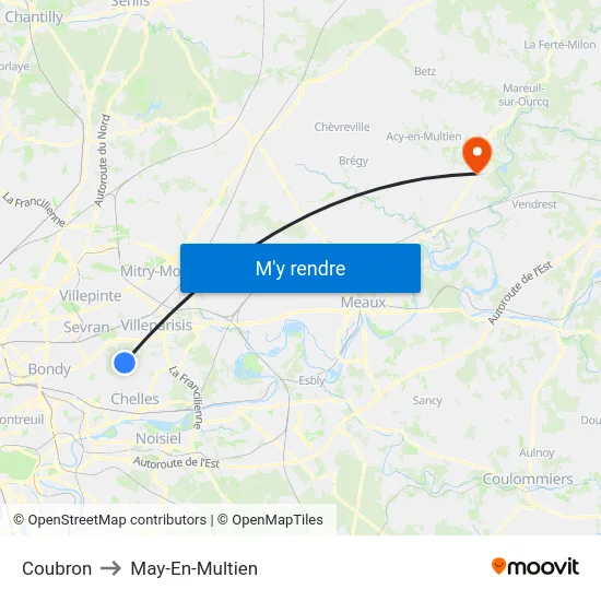Coubron to May-En-Multien map