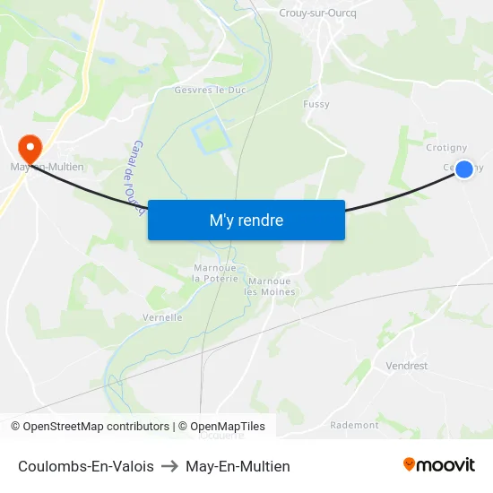 Coulombs-En-Valois to May-En-Multien map