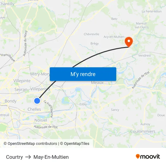 Courtry to May-En-Multien map