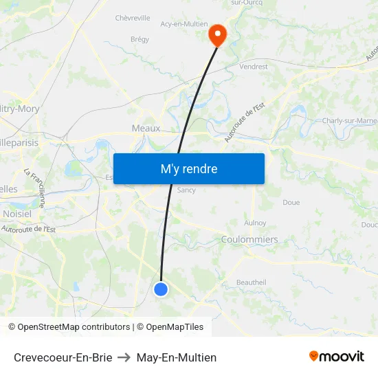 Crevecoeur-En-Brie to May-En-Multien map