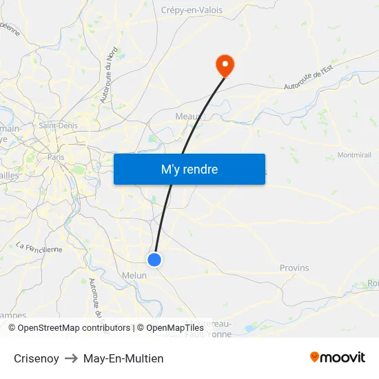 Crisenoy to May-En-Multien map