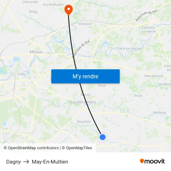 Dagny to May-En-Multien map