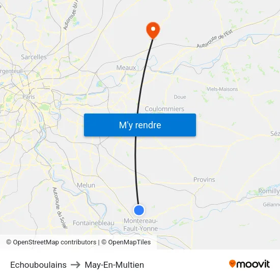 Echouboulains to May-En-Multien map