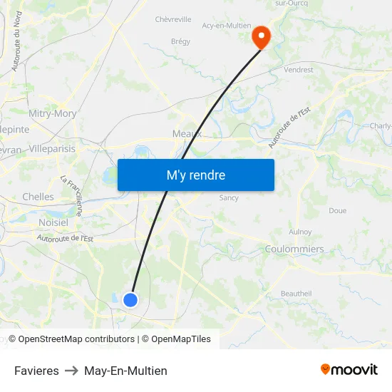 Favieres to May-En-Multien map