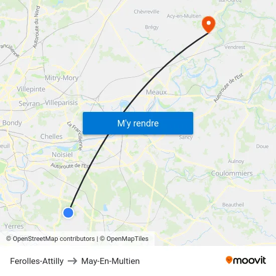 Ferolles-Attilly to May-En-Multien map