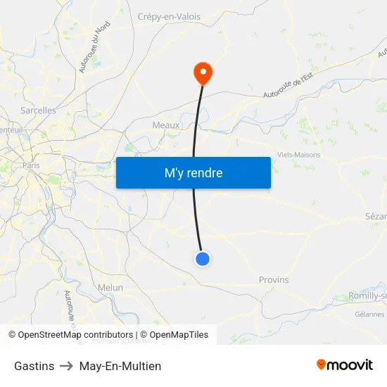 Gastins to May-En-Multien map