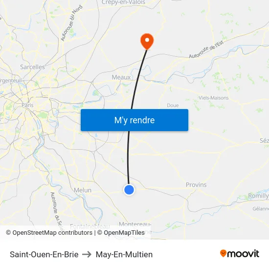 Saint-Ouen-En-Brie to May-En-Multien map