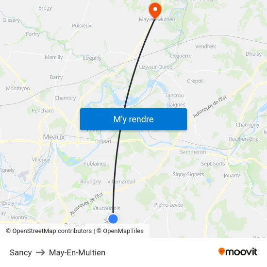 Sancy to May-En-Multien map