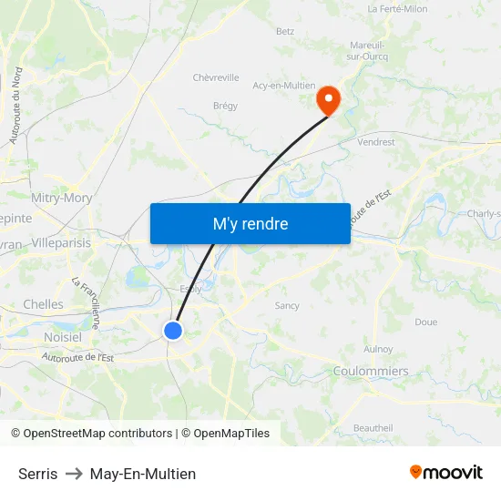 Serris to May-En-Multien map