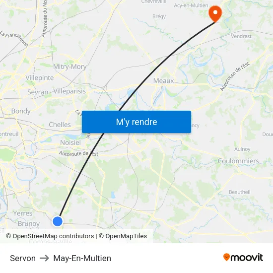 Servon to May-En-Multien map