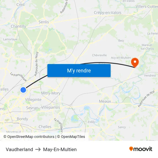 Vaudherland to May-En-Multien map