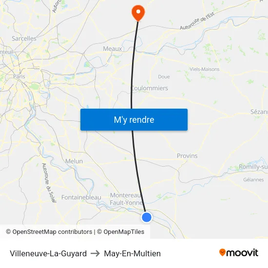 Villeneuve-La-Guyard to May-En-Multien map