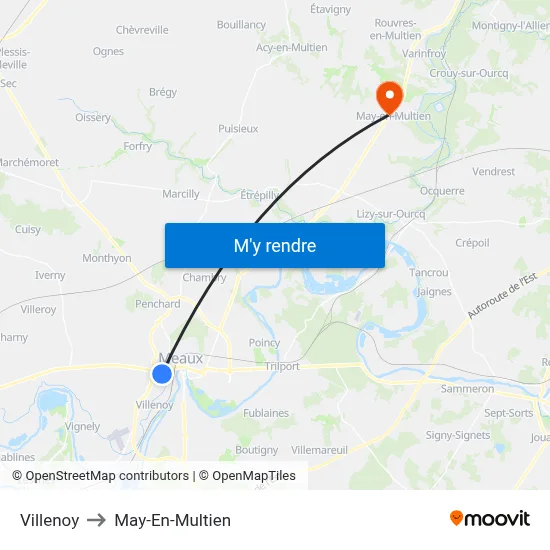 Villenoy to May-En-Multien map