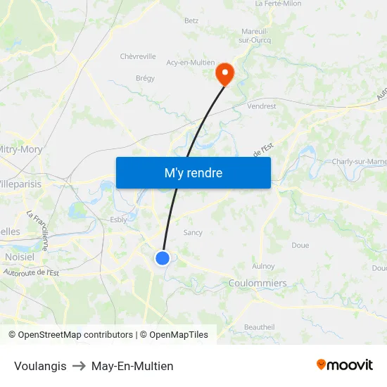 Voulangis to May-En-Multien map