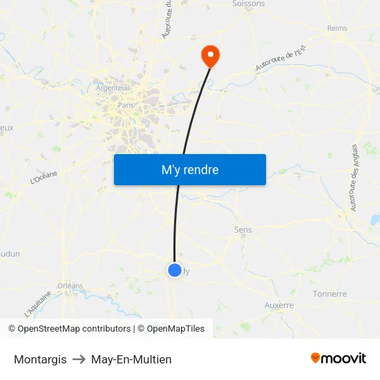Montargis to May-En-Multien map